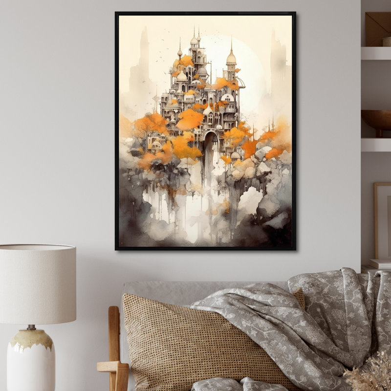 Ancienne citadelle sur toile, Black Picture Framed, H 20 po x l 12 po