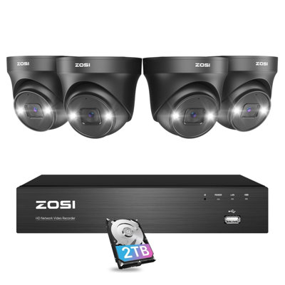 4K 8CH PoE NVR Security Camera System 2TB HDD, 8MP POE Cameras Outdoor with Spotlight, 2-Way Audio -  ZOSI, 8HN-2258AB4-20-US-A10