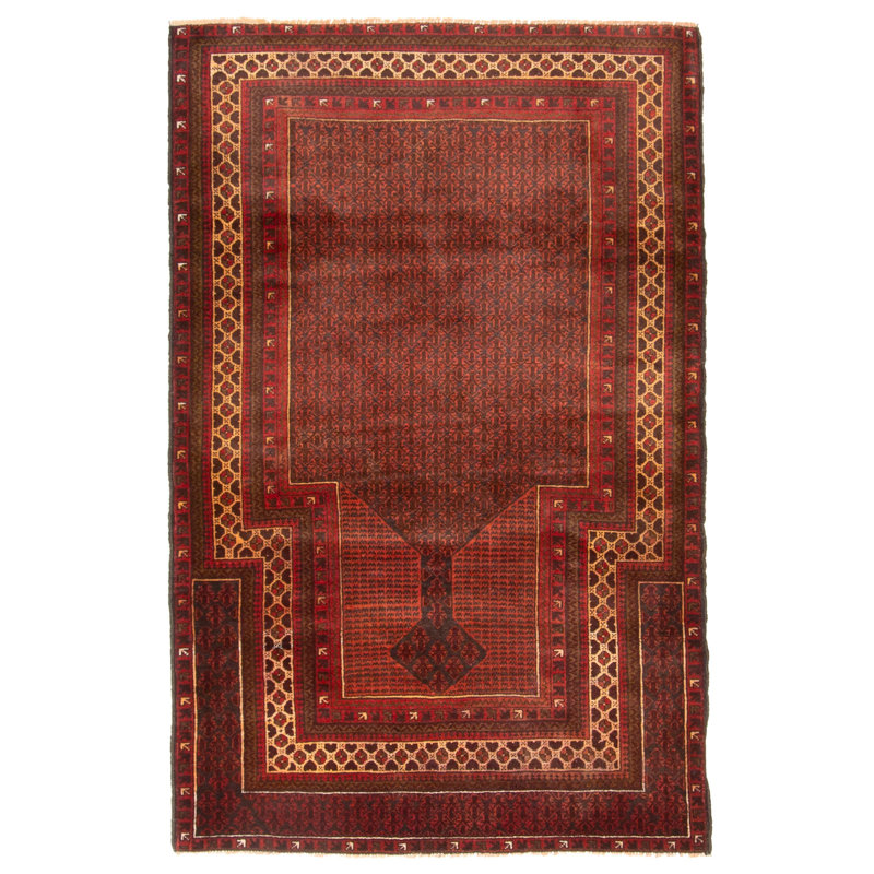 Tapis brun Teimani 3 pi 3 po x 4 pi 11 po