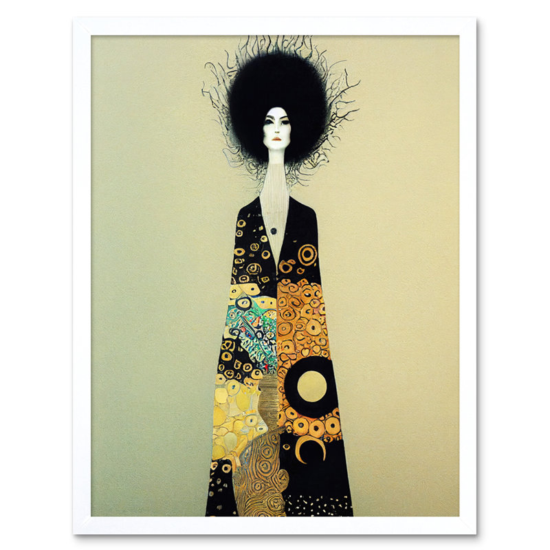 Portrait Woman Gustav Klimt Style Dress - Print, White Framed Paper, 25.9cm H x 20.6cm W