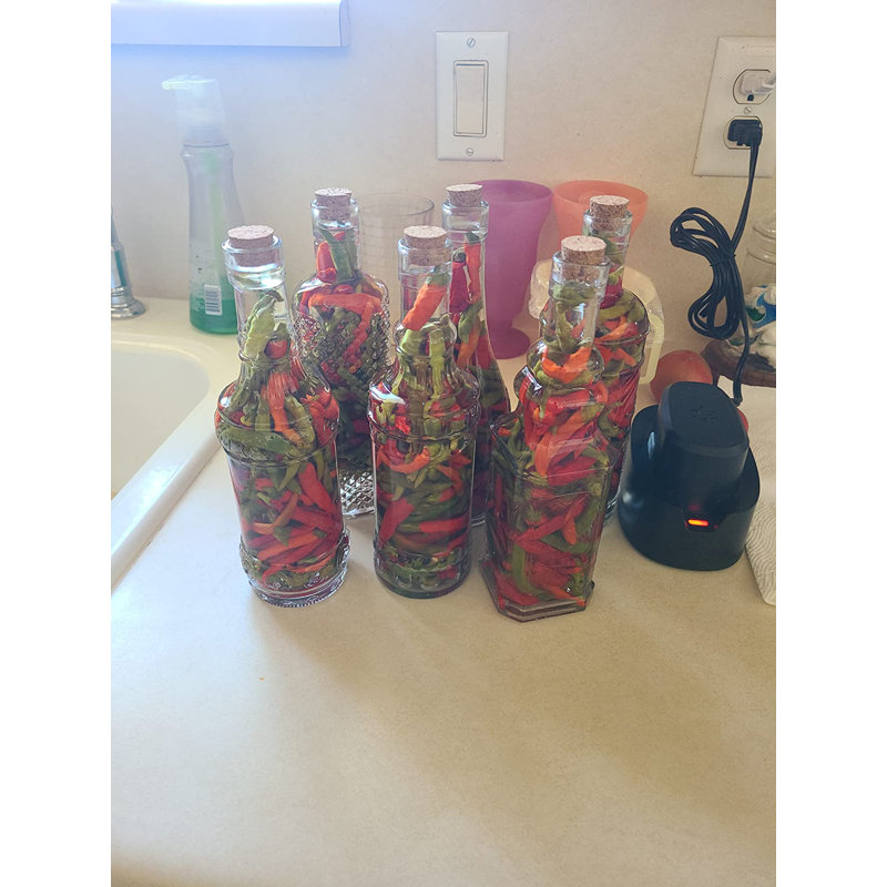 Assorted Clear Glass Bottles with Corks, 6 Pack