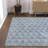Simsbury Geometric Art Deco Fan Pattern High-Low Navy/Cream Rug-1083708149
