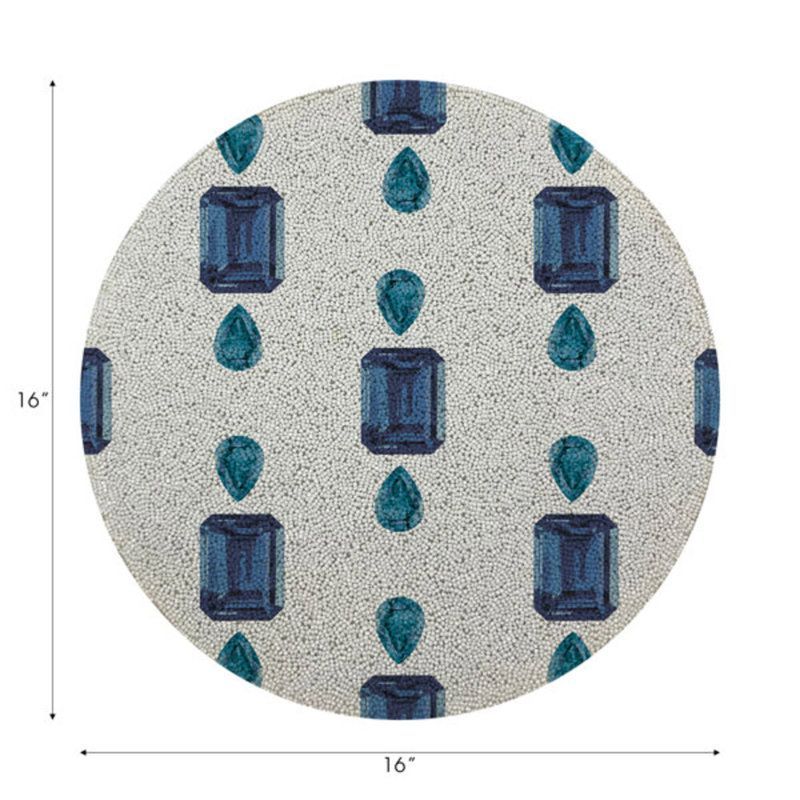 Gem Emeralds Vegan Leather Round Pebble Placemat