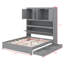 Lit plateforme double en bois, avec ports USB, tête de lit et tiroirs-440212179