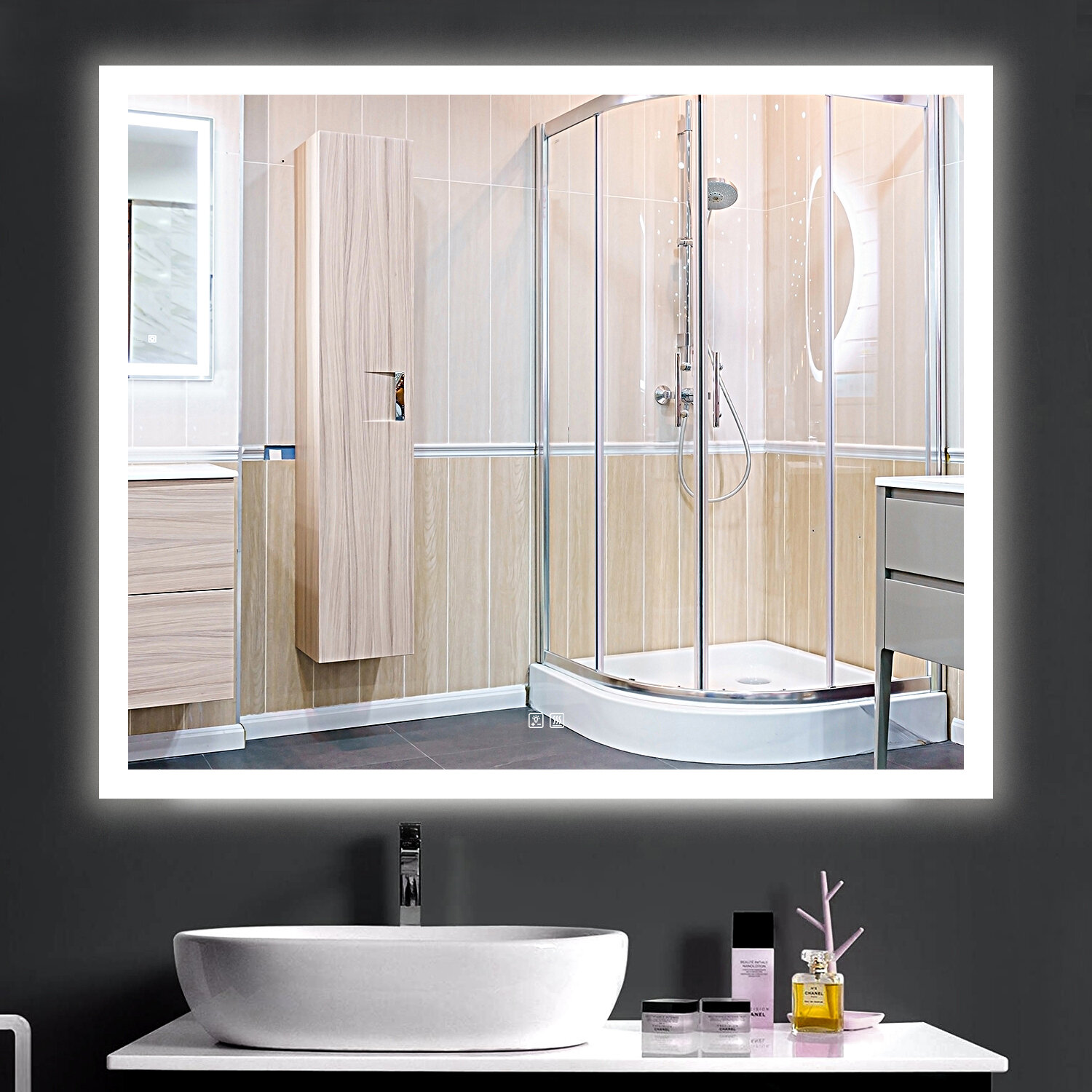 LED Bathroom Mirror, Dimmable Vanity Mirror Anti-Fog Wall Mounted with Lights Orren Ellis Size: 48 x 30