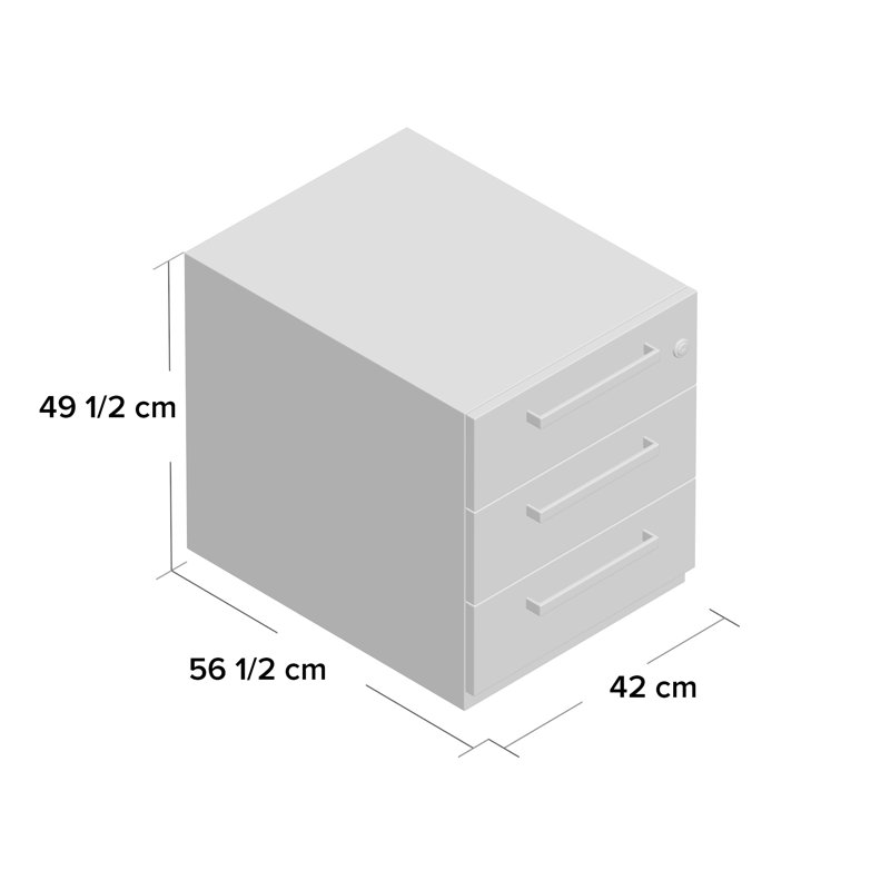 Note 3 Drawer Filing Cabinet, White