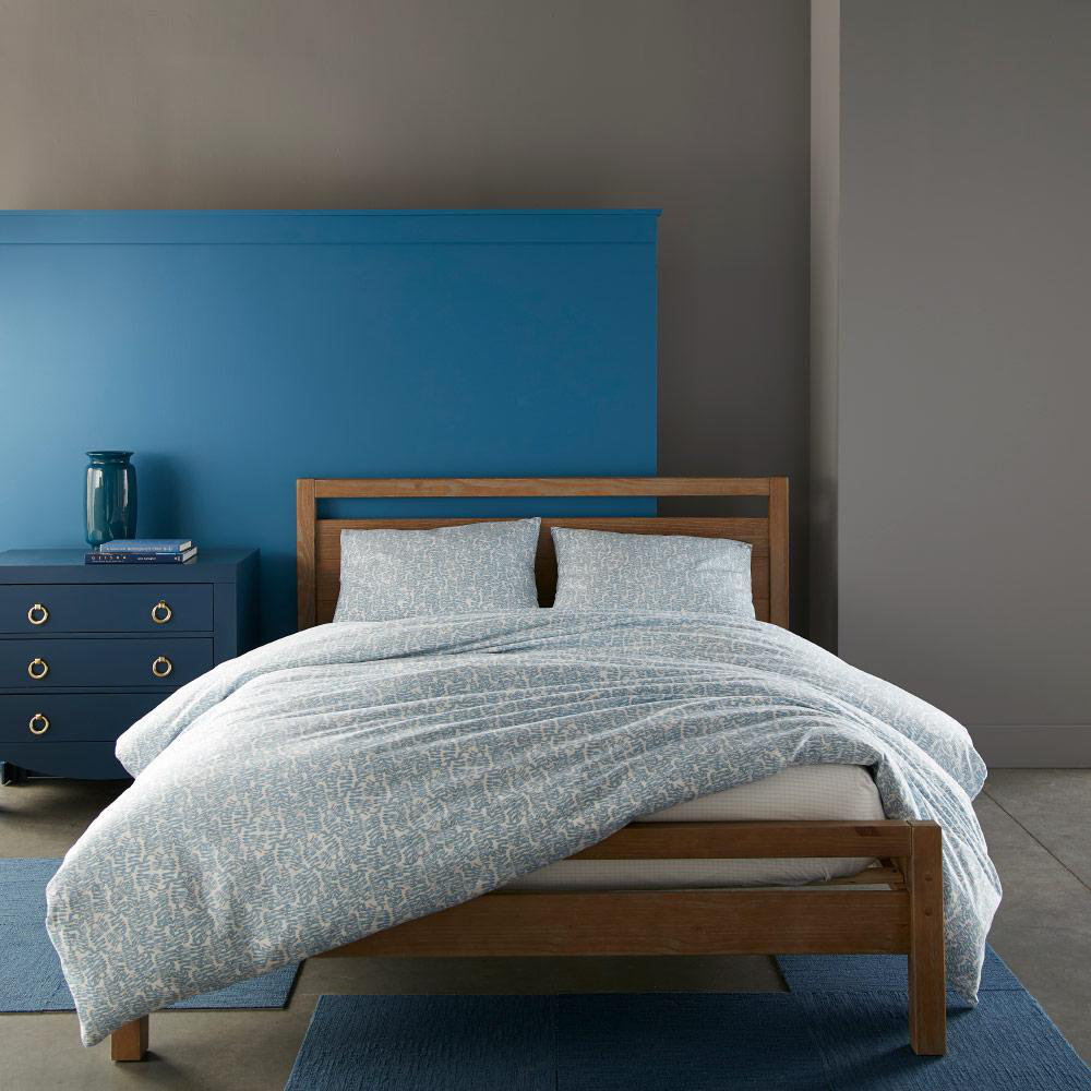 Fern Cotton Duvet Cover Set, Denim, King Duvet Cover