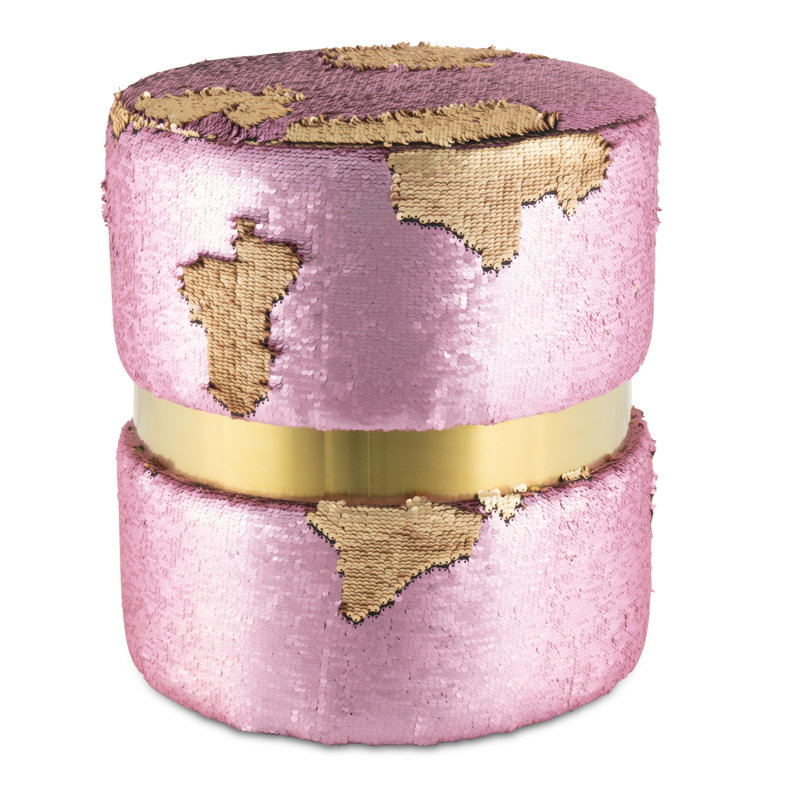 Wallis Accent Stool, Pink/Gold