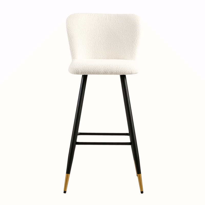 Tabouret de bar de style moderne, avec des pieds en métal à sièges blancs et des extrémités dorées, convenant à divers styles de décoration