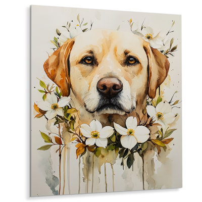 «Cute Portrait Labrador Dog», reproduction d'art en métal