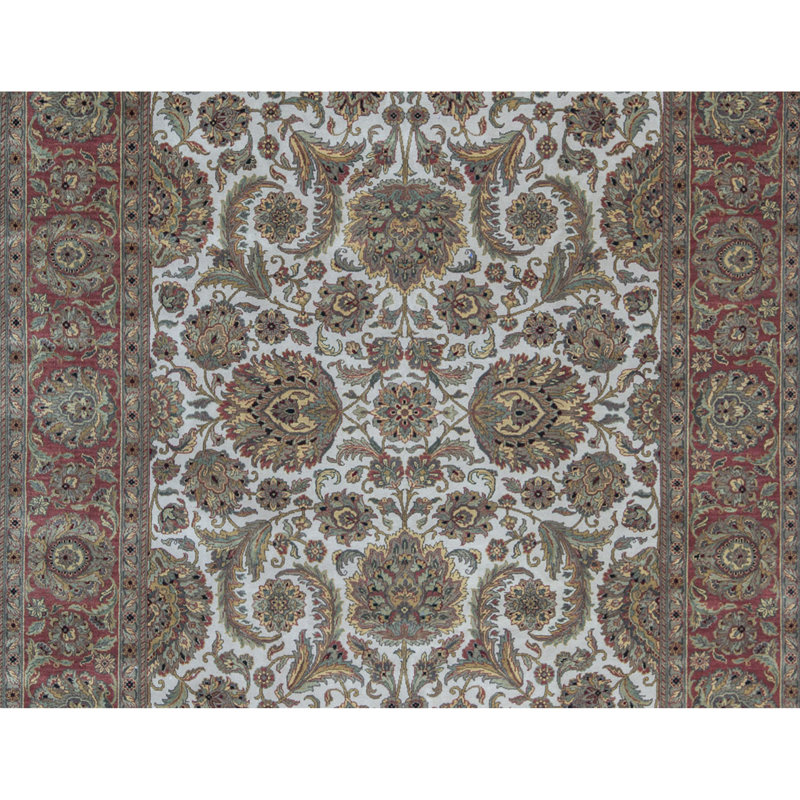 Tapis oriental ivoire / rouille en laine noué à la main 9 pi x 12 pi 1 po Trinity