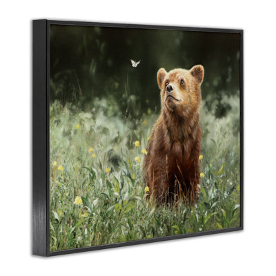 Art de giclée de bébé ours et papillon par Mark Kelso