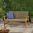 2-Seater Outdoor Wicker Patio Loveseat with Wood Frame and Curved Backrest-746130871