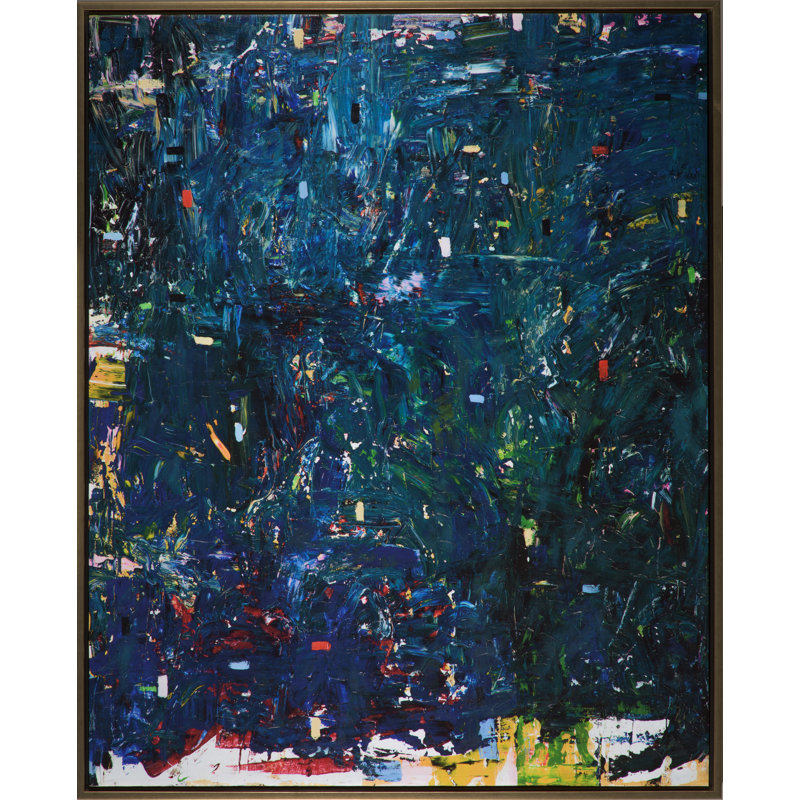 «New Year's 1» par Robert Robinson, peinture sur toile à cadre flottant