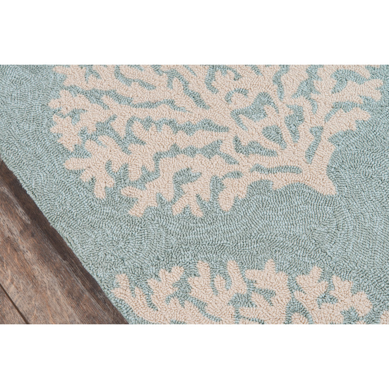 Tapis bleu bouclé fait main Cline, Rectangle 3 pi 9 po x 5 pi 9 po