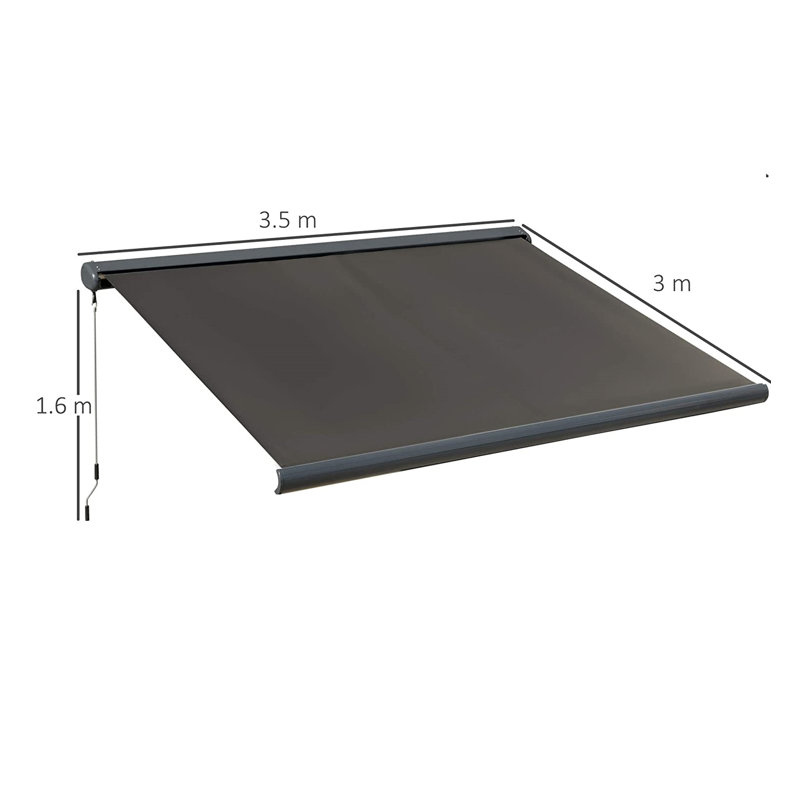 GroveHill 3.5 x 3 m Electric Awning with Remote Controller UV50+ Grey