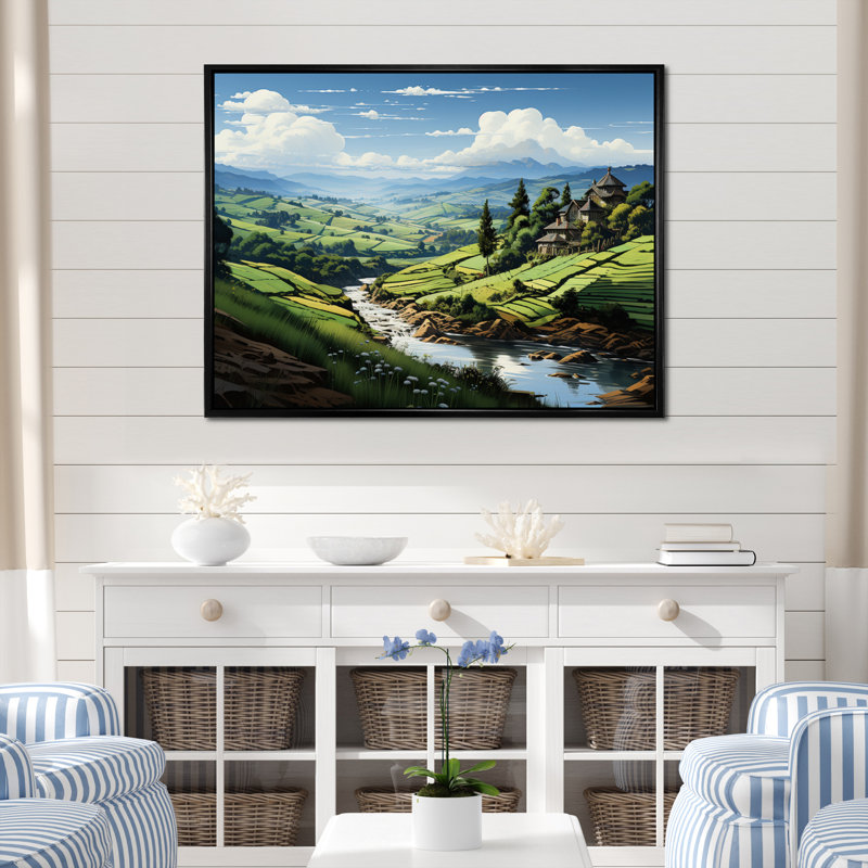 Green Country Charm Emerald Hills, reproduction d'art sur toile, H 30 po x l 40 po x P 1,5 po, Cadre flottant noir