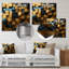 «Grunge Gold Cubes Abstract Geometric II», art mural géométrique en métal-1360977804