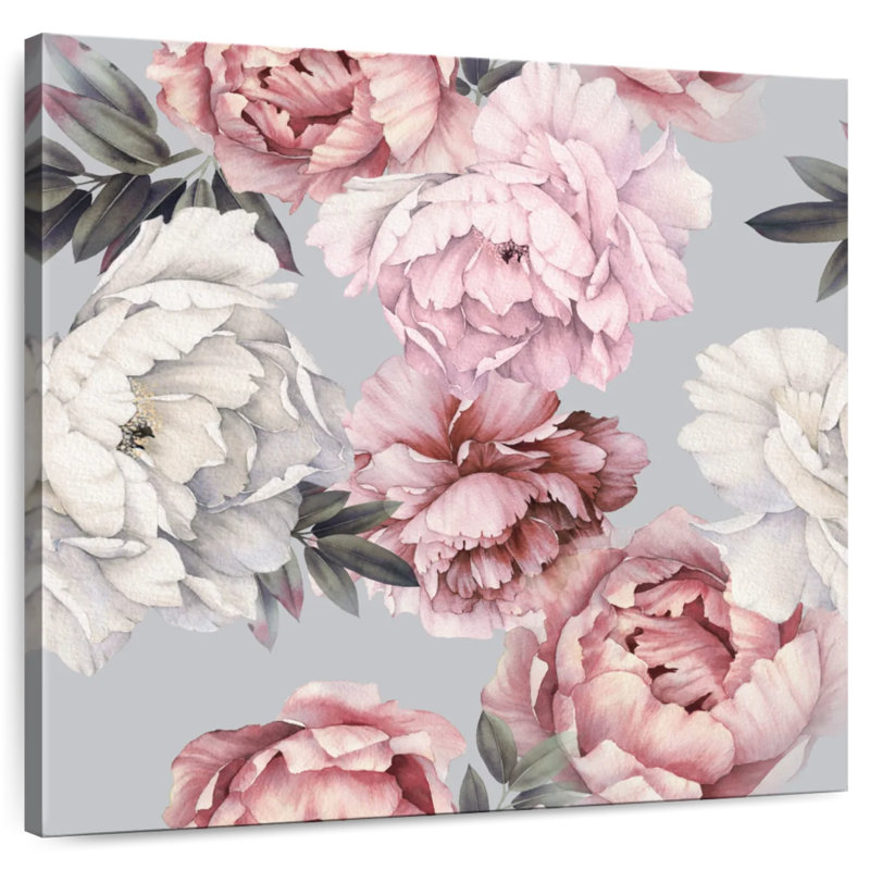 Motif de pivoines rétro Kerner, H 10 po x l 10 po