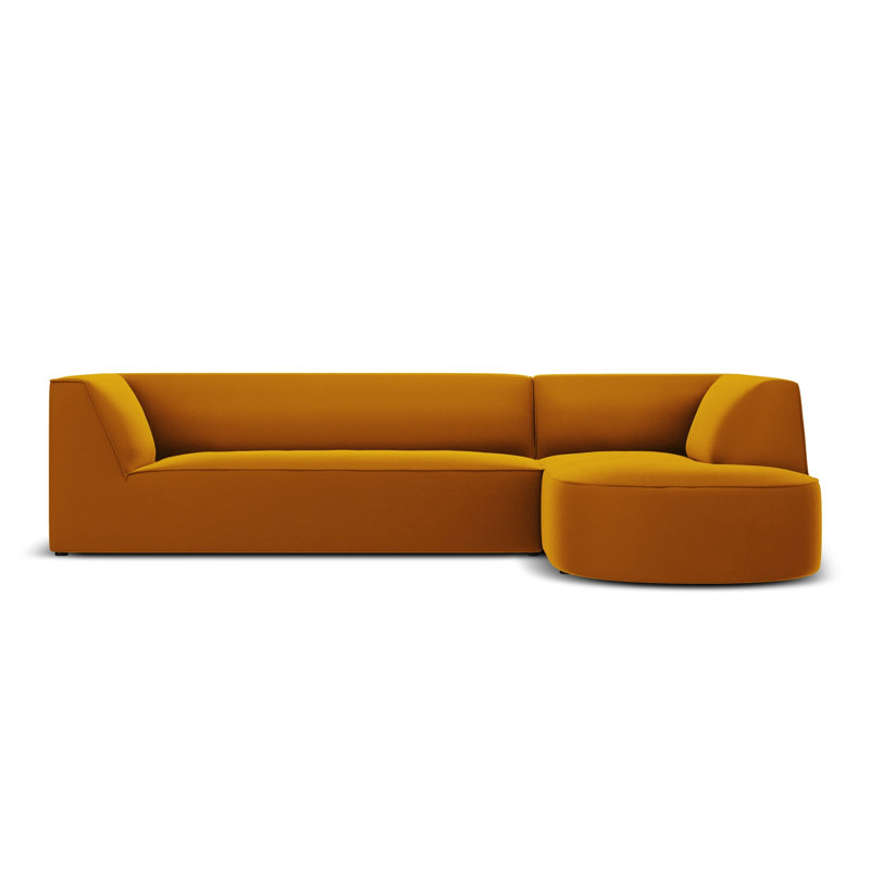 Adoraim 4 Seater Velvet Sofa & Chaise, Right Hand Facing, Yellow