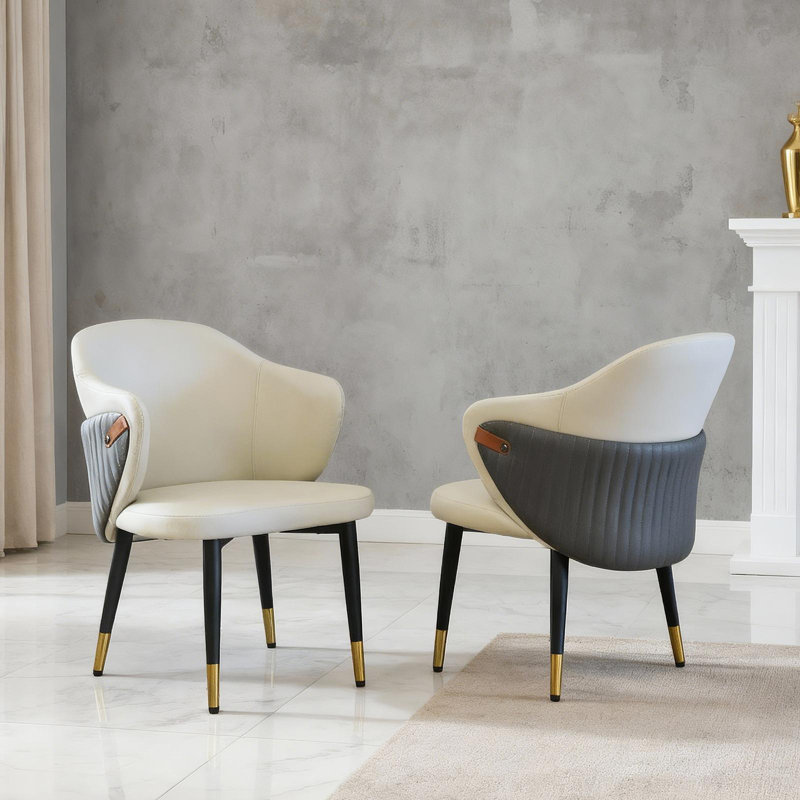 Chaises de salle à manger modernes en cuir PU (ensemble de 2), conception ergonomique avec pieds en acier au carbone, résistant à l'eau pour la cuisine, le bureau et le salon, facile à assembler