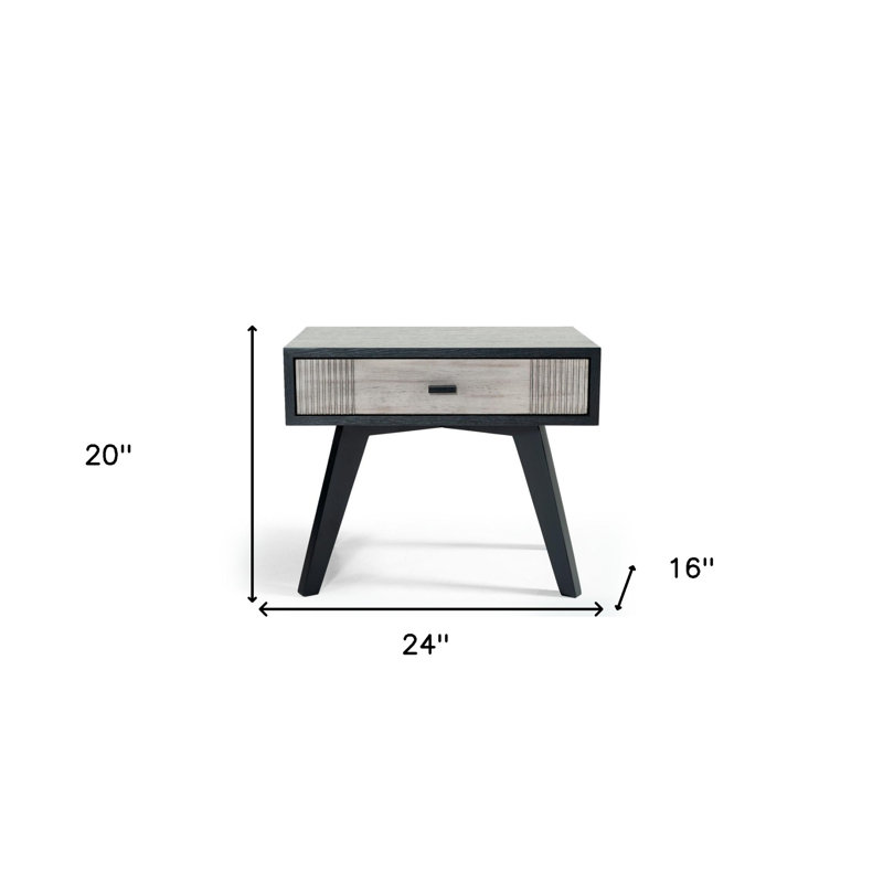 Table de chevet 1 tiroir Geyer - gris / noir