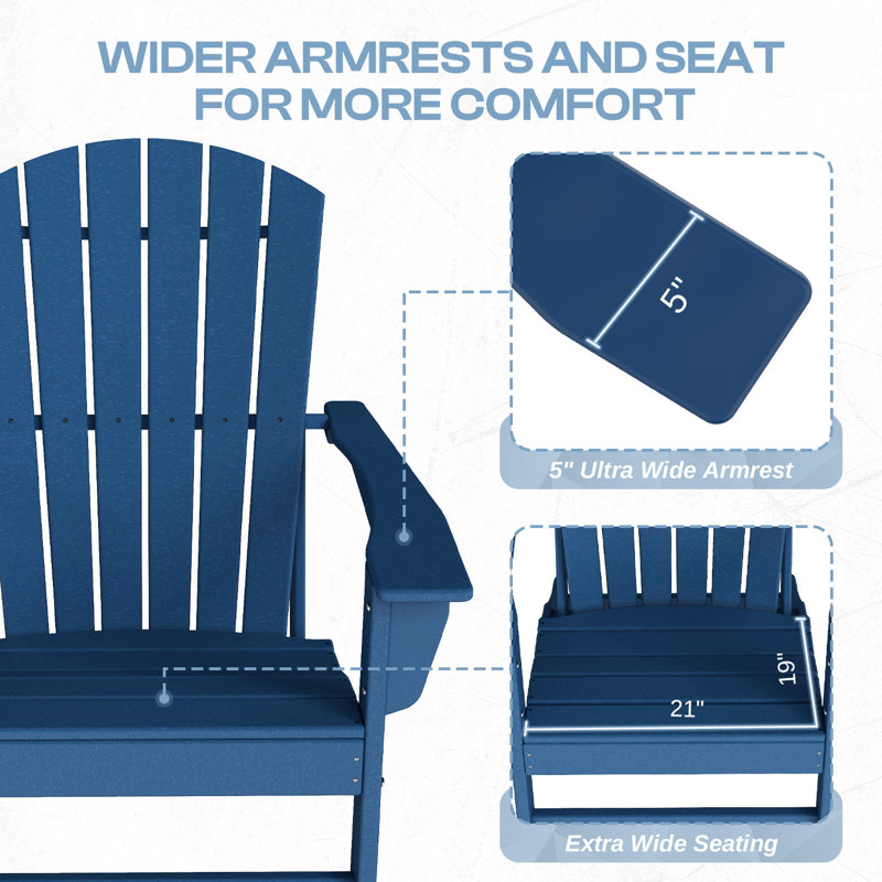 Chaise Adirondack d'extérieur Hdpe, Bleu