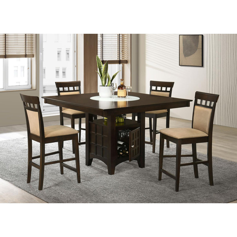 Sarwa Square Counter Height Dining Set Brown and Tan, 5