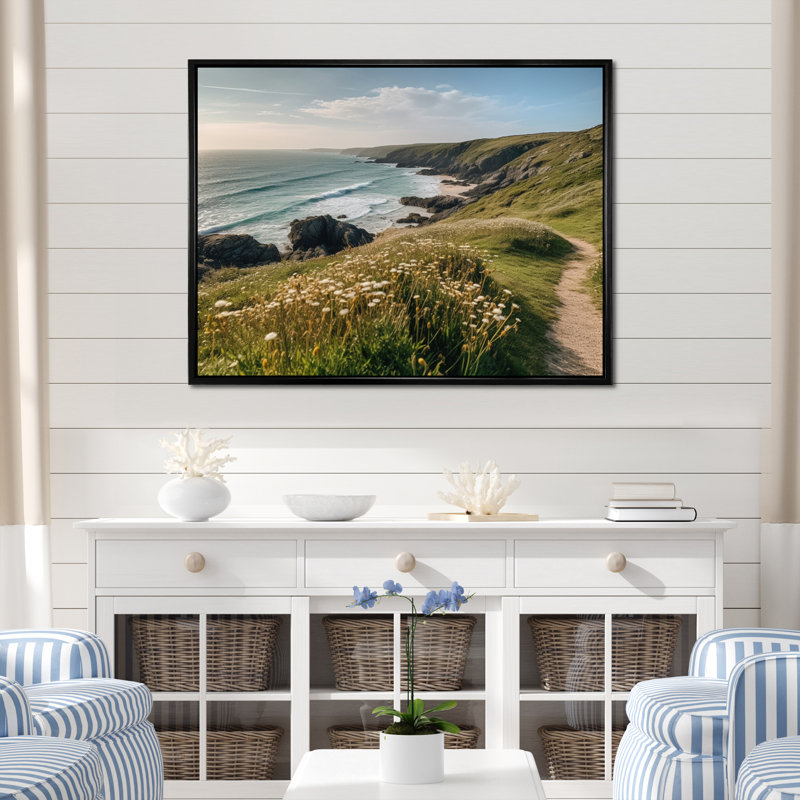 «Rocky Beachside I», reproduction sur toile, Cadre flottant noir, H 12 po x l 20 po x P 1 po