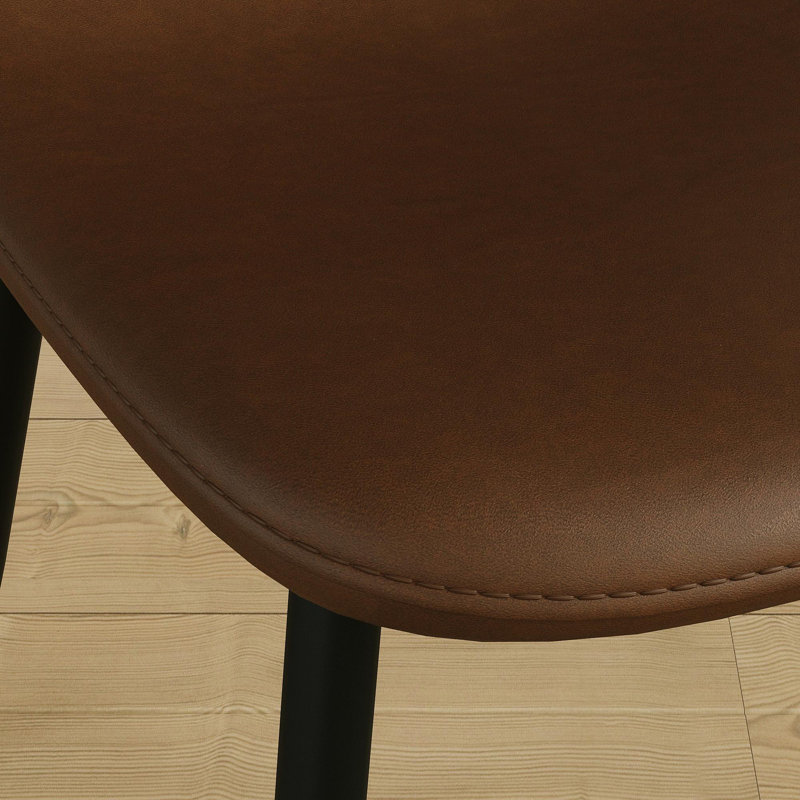 Ensemble de 4 chaises de salle à manger, chaises de style moderne, sièges rembourrés en cuir de selle, chaise de cuisine en forme de cuillère avec pieds en métal noir, chaises de salle à manger pour cuisines de restaurant (brun)