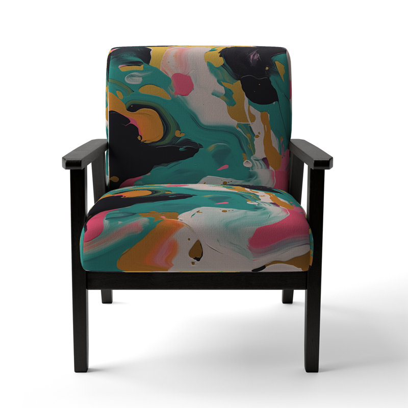 Chaise d'appoint contemporaine rembourrée turquoise et rose Serenity II