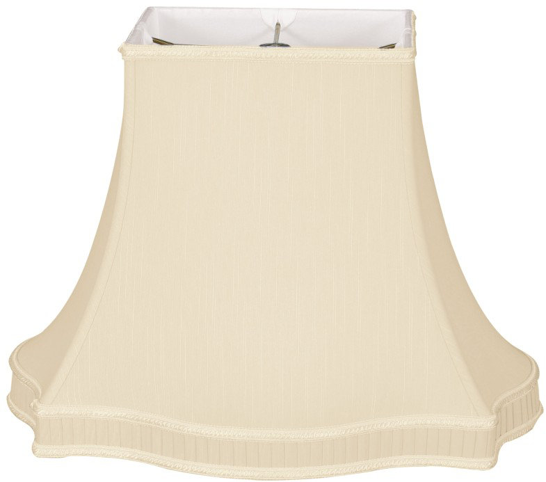 Abat-jour cloche en soie / shantung (araignée), Beige, H 10,5 po x l 14 po x P 14 po