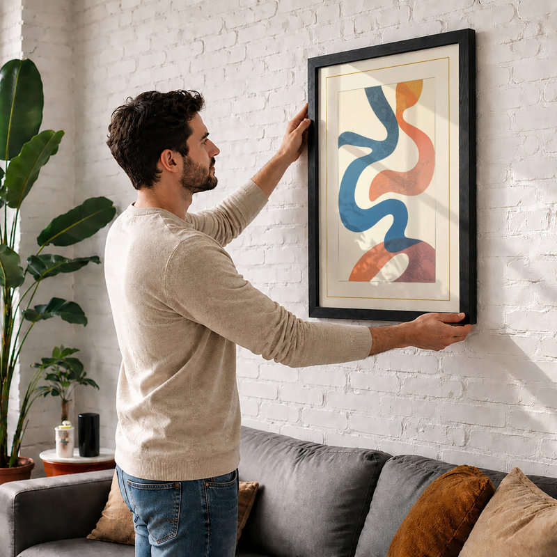 Flowing Ribbons Geometric - Print, Walnut, A3 - 42.0 x 29.7 cm