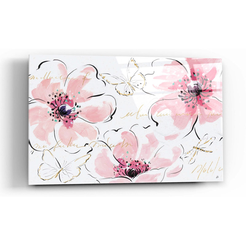 «Simply Pink I» par Daphne Brissonet, art mural en verre acrylique, L 16 po x H 12 po