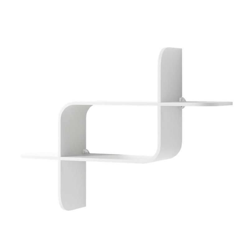 White Modern Bentwood 2-Tier Floating Wall Shelf