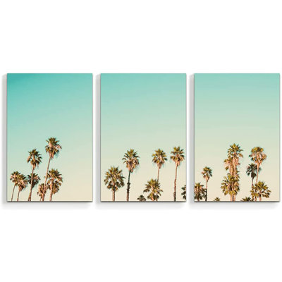 IDÉE4WALL, 3 pièces d'art mural sur toile, palmiers de plage, paradis, œuvre d'art encadrée - 16 po x 24 po x 3 panneaux