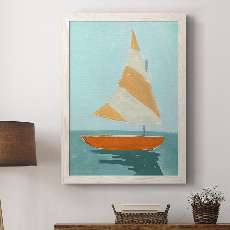 Aisja petite voile I, peinture sur toile encadrée, Blanc, H 37,5 po x l 27,5 po x P 1 po