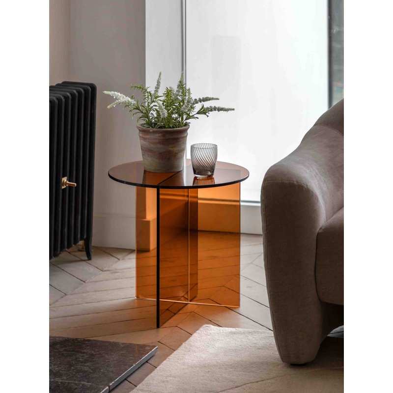 Glass Top End Table, Bronze