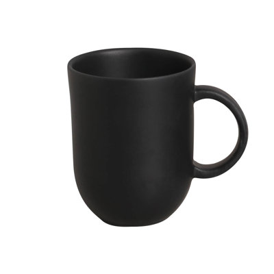 Matte Black Coup Coffee Mug 11.2 Oz Ceramic Stoneware - Microwave, Oven, and Dishwasher Safe, by Porto Brasil