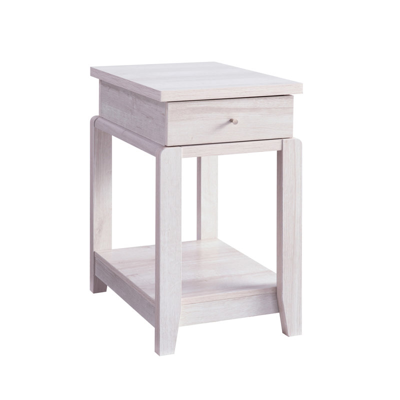 Table d'appoint Chair en chêne blanc avec tiroir et tablette inférieure - pièce facile à installer
