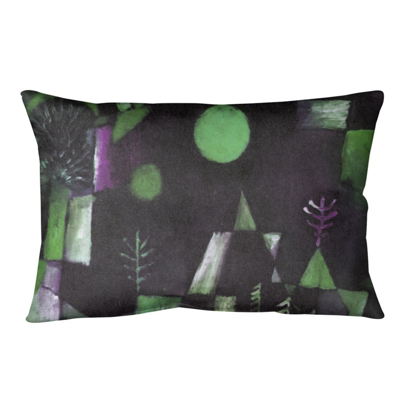 Coussin lombaire full moon, Vert, Faux lin