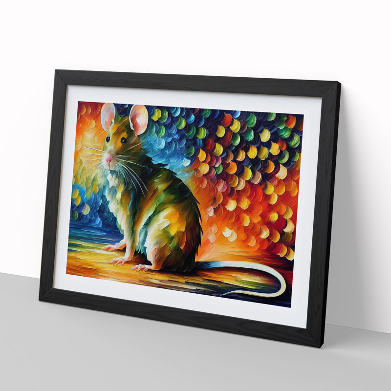 Rat Abstract - Single Picture Frame Painting, Black, 46cm H x 64cm W x 2cm D