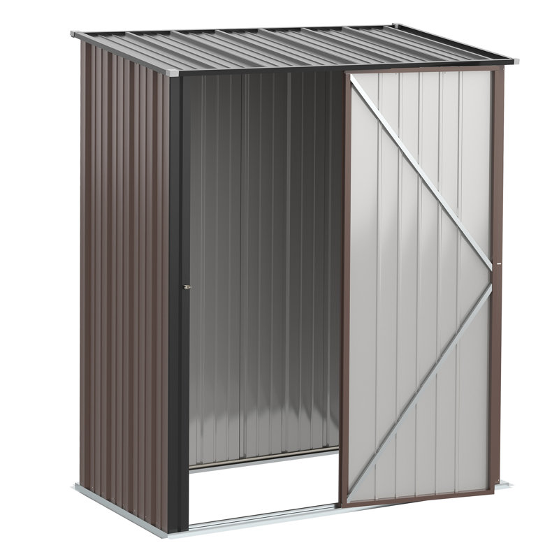 Remise de rangement extérieure 5 x 3 Outsunny, remise de jardin en acier avec porte verrouillable simple, remise à outils pour la cour arrière, patio, pelouse, brun