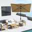Parasol de parasol d'extérieur rectangulaire 6,5 pi x 10 pi, housse de table de patio avec manivelle, inclinaison réglable, café, manivelle 50