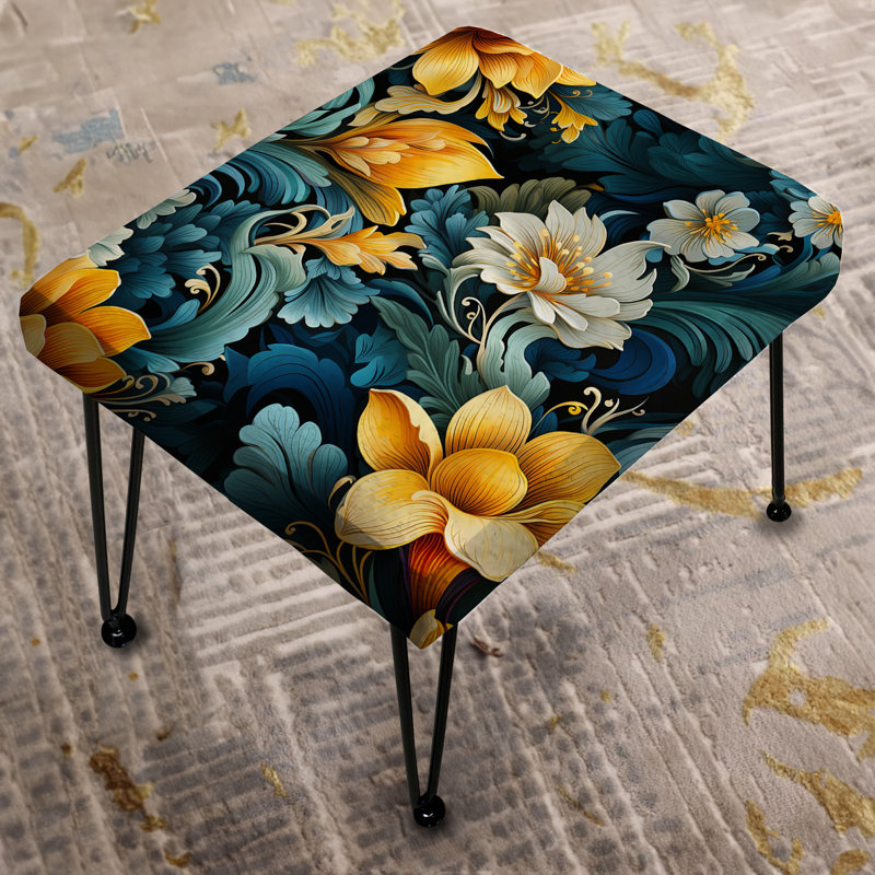 Motif floral multicolore à fusion tropicale - Repose-pieds rectangulaire floral