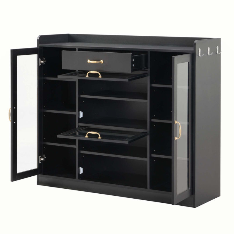 Armoire de rangement en bois, Noir, noir, noir, noir