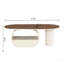 Table basse ovale de luxe, table basse de 47,24 po avec tiroir de rangement, table de centre en métal blanc pour le salon