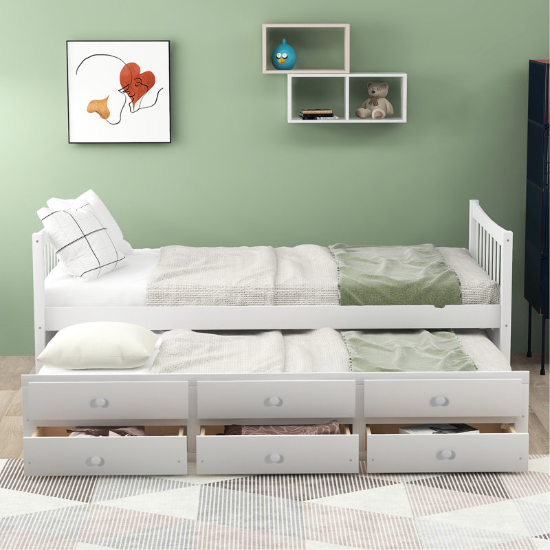 Élégant lit de jour simple gris avec lit gigogne et tiroirs pour un bureau pratique et chic, Gris