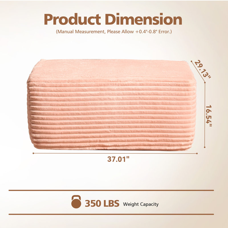 Repose-pieds moelleux de 37,01 po de largeur avec repose-pieds moelleux pour une décoration intérieure moderne