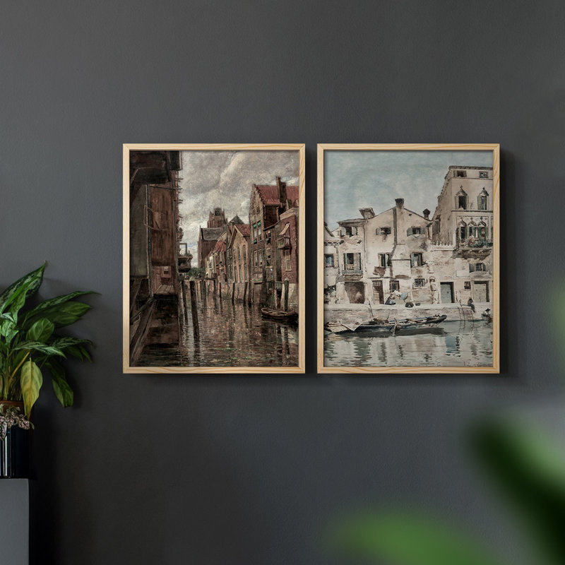 «Vintage Landscape XXII», impression giclée sur cadre - ensemble de 2, Naturel, H 12 po x l 30 po